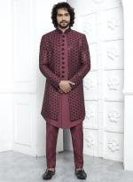 Art Silk Rose Pink Wedding Wear Embroidery Work Readymade Sherwani